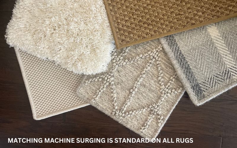Custom area rugs standard serging on all rugs