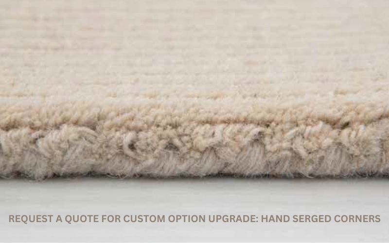 hand serged custom border for custom area rug