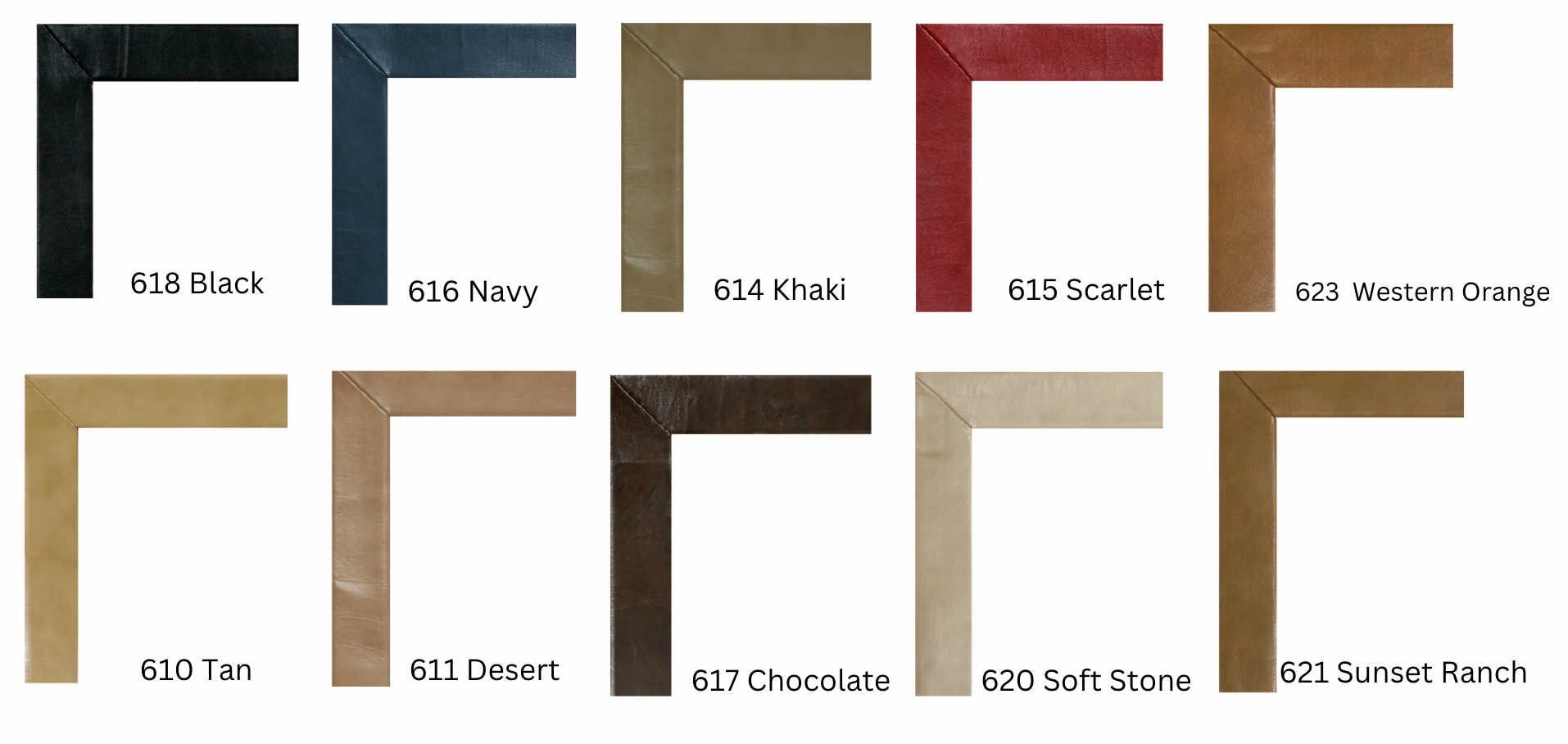 leather border color options for custom rugs.