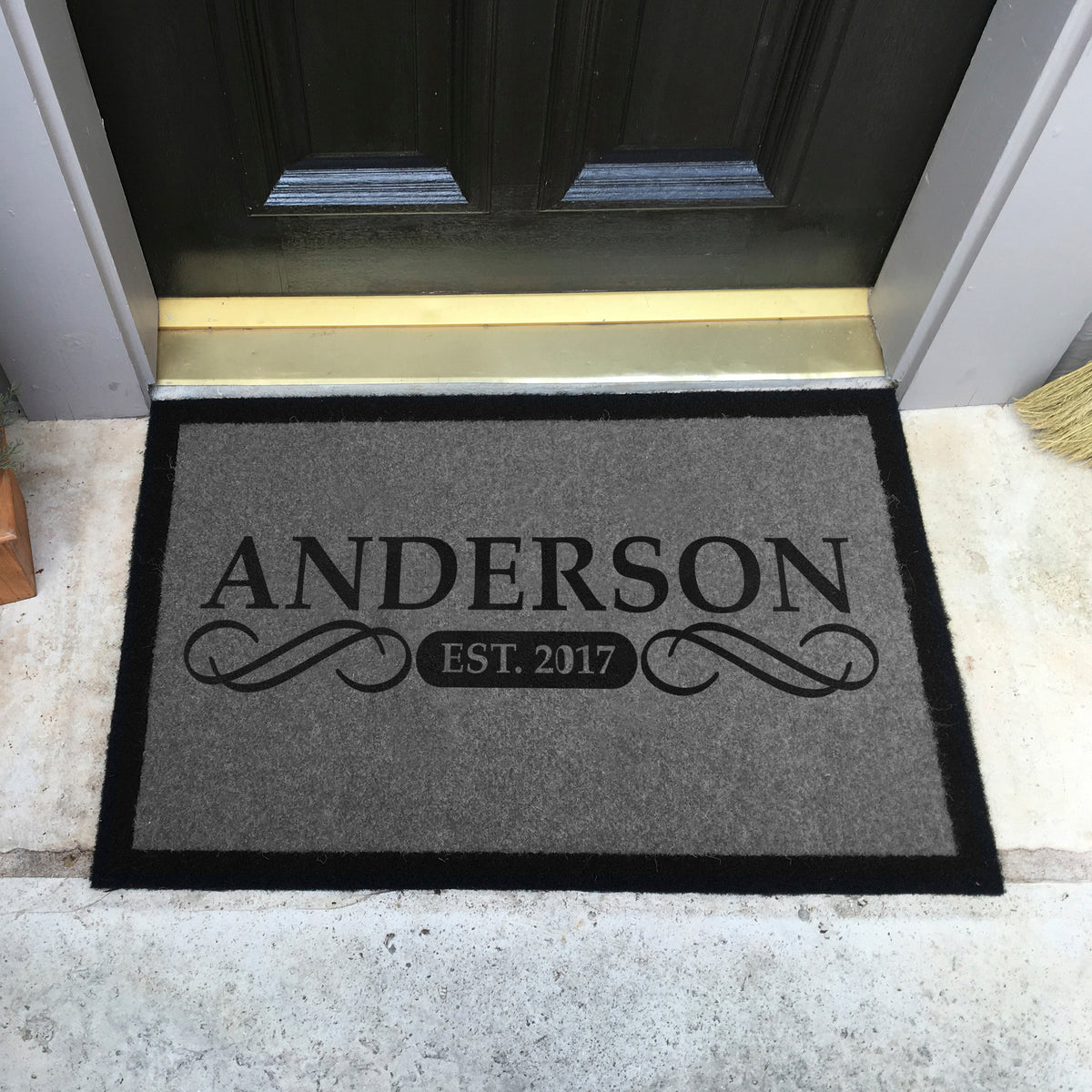 Infinity Custom Mats™ All-Weather Personalized Door Mat - STYLE: ANDERSON COLOR: GREY / BLACK - rugsthatfit.com