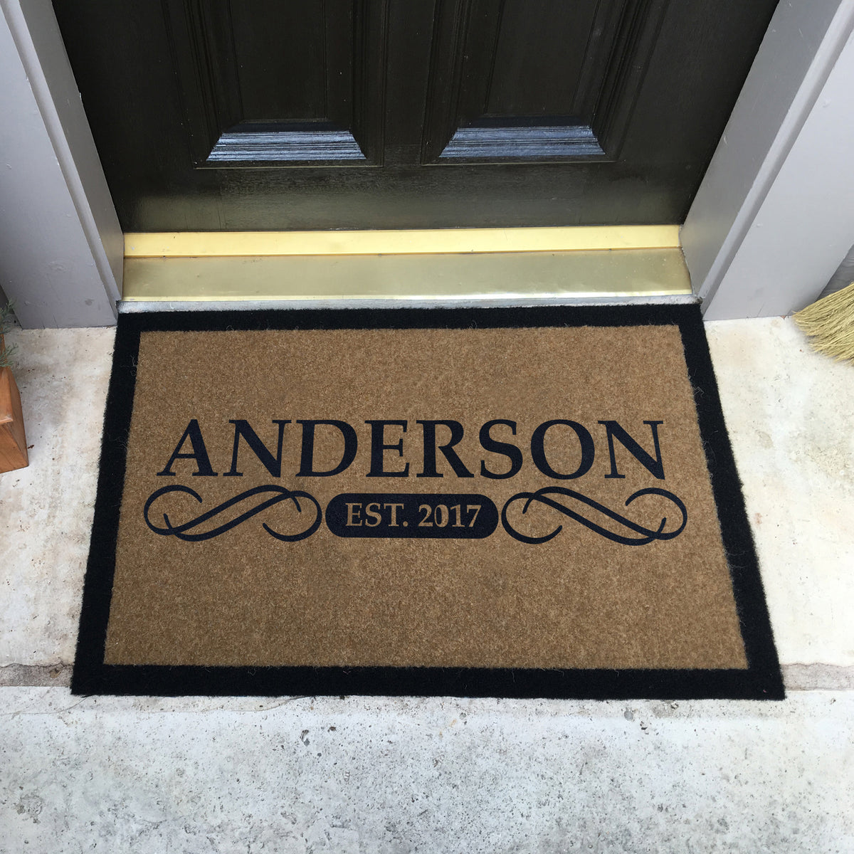 Infinity Custom Mats™ All-Weather Personalized Door Mat - STYLE: ANDERSON COLOR:TAN - rugsthatfit.com