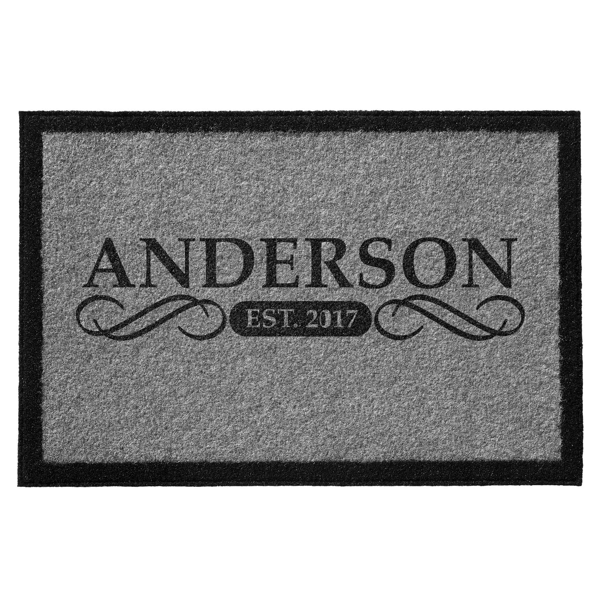 Infinity Custom Mats™ All-Weather Personalized Door Mat - STYLE: ANDERSON COLOR: GREY / BLACK - rugsthatfit.com