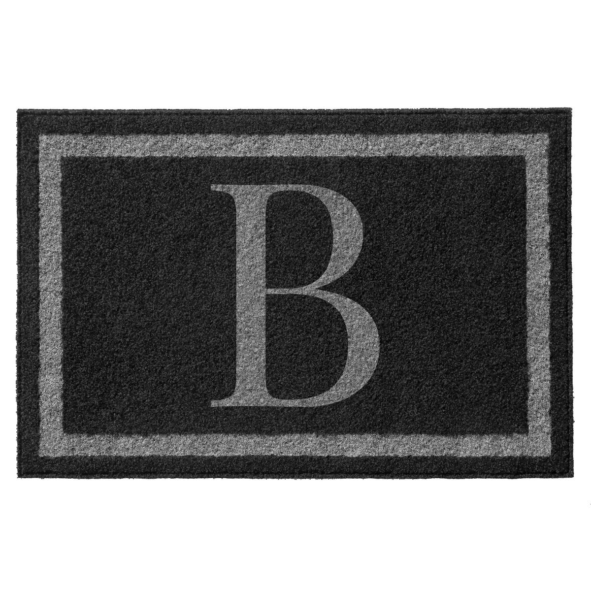Infinity Custom Mats™ All-Weather Personalized Door Mat - STYLE: FARMHOUSE MONOGRAM COLOR: BLACK / GREY - rugsthatfit.com