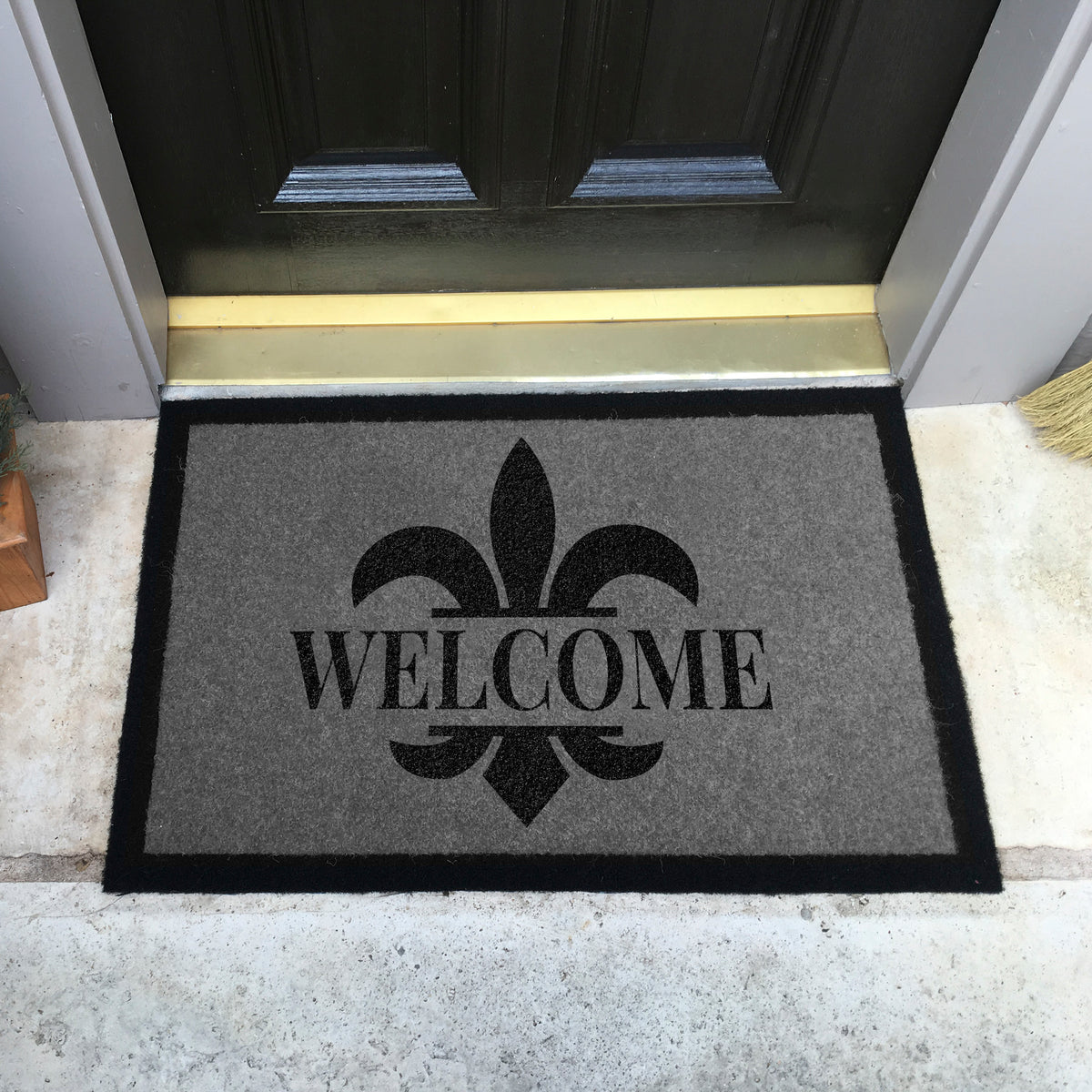 Infinity Custom Mats™ All-Weather Personalized Door Mat - STYLE: WALLACE  COLOR: GREY / BLACK - rugsthatfit.com
