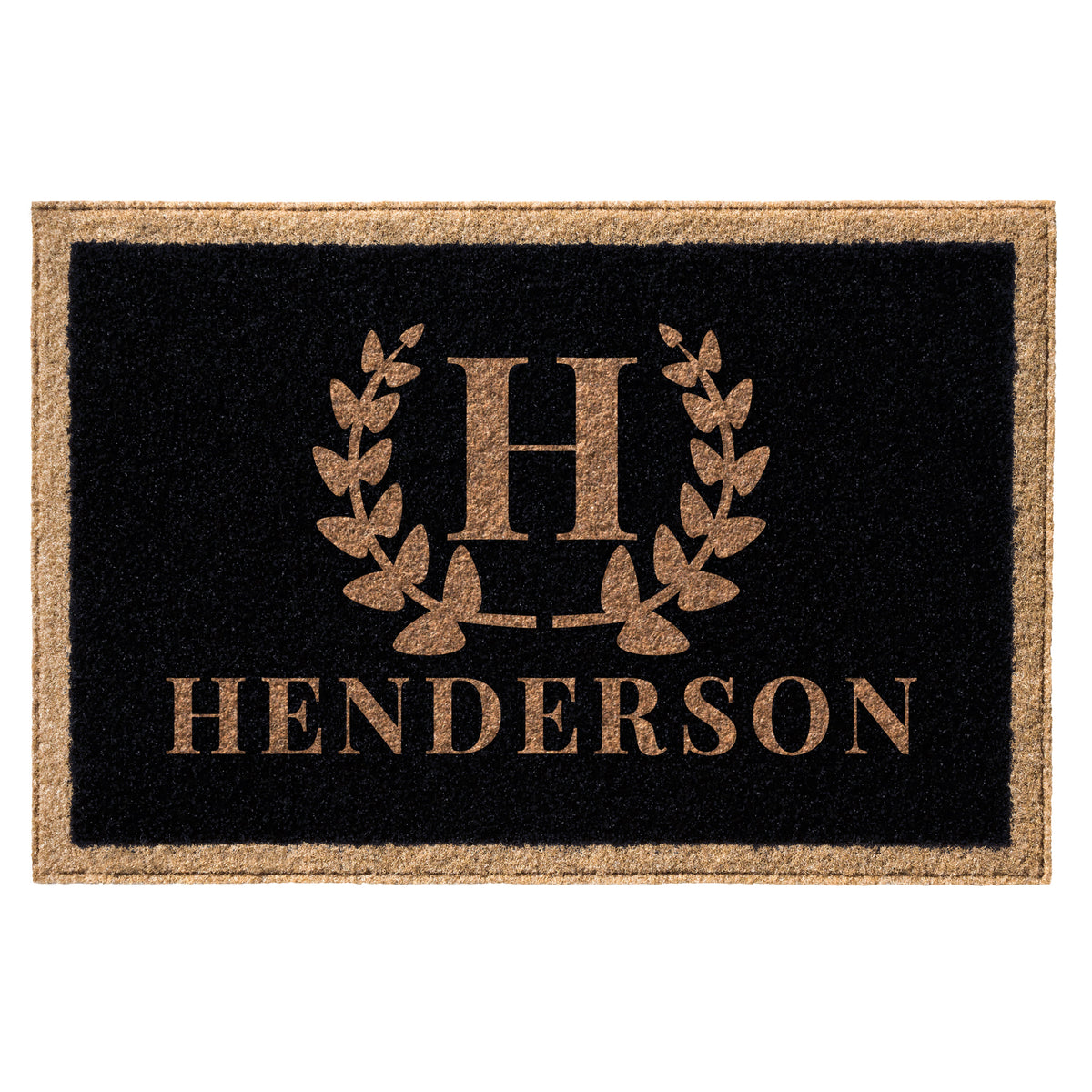 Infinity Custom Mats™ All-Weather Personalized Door Mat - STYLE: WREATH COLOR:BLACK - rugsthatfit.com