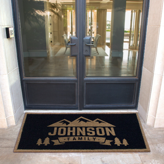 Infinity Custom Mats™ All-Weather Door Mat - STYLE: MOUNTAINS  COLOR: BLACK - rugsthatfit.com