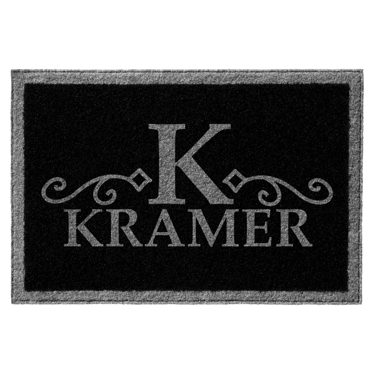 Infinity Custom Mats™ All-Weather Personalized Door Mat - STYLE: KRAMER COLOR: BLACK / GREY - rugsthatfit.com