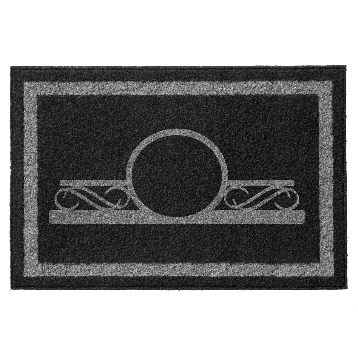Infinity Custom Mats™ All-Weather Personalized Door Mat - STYLE: MONOGRAM   COLOR:  BLACK / GREY - rugsthatfit.com