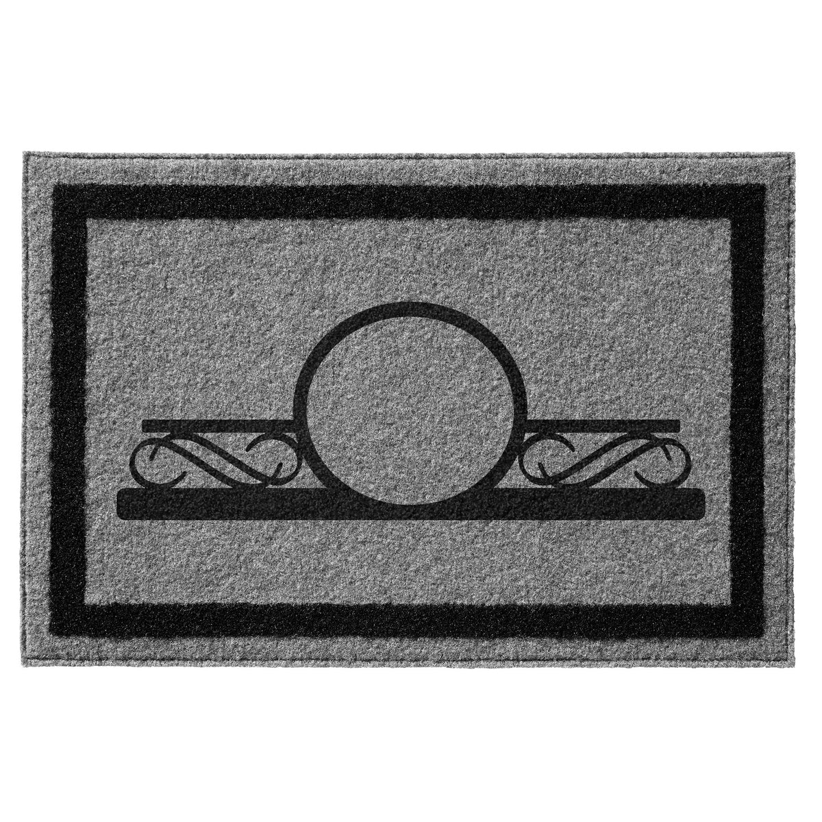 Infinity Custom Mats™ All-Weather Personalized Door Mat - STYLE: MONOGRAM   COLOR:  GREY / BLACK - rugsthatfit.com