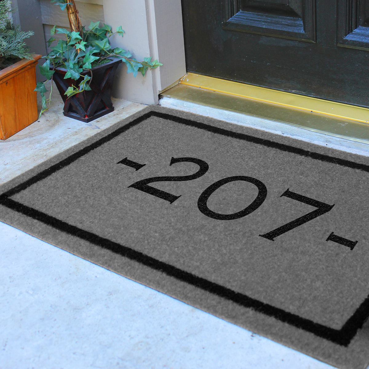 Infinity Custom Mats™ All-Weather Personalized Door Mat -.STYLE: NUMBER COLOR: GREY / BLACK - rugsthatfit.com