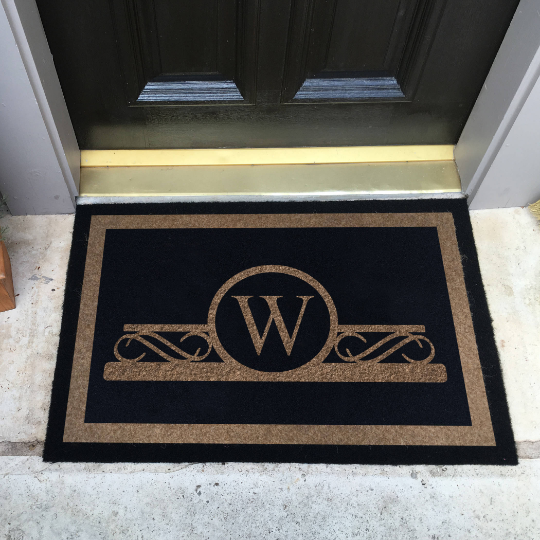 Infinity Custom Mats™ All-Weather Personalized Door Mat - STYLE: MONOGRAM   COLOR: BLACK - rugsthatfit.com