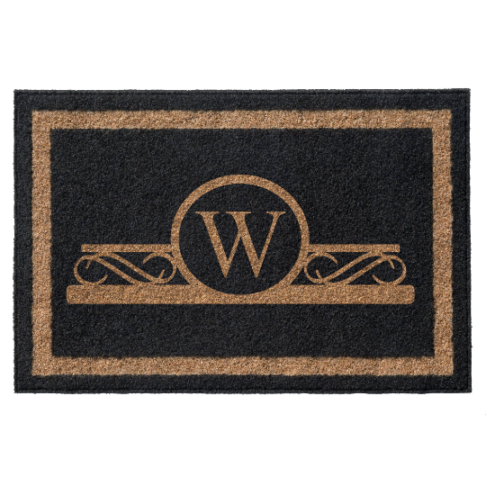 Infinity Custom Mats™ All-Weather Personalized Door Mat - STYLE: MONOGRAM   COLOR: BLACK - rugsthatfit.com