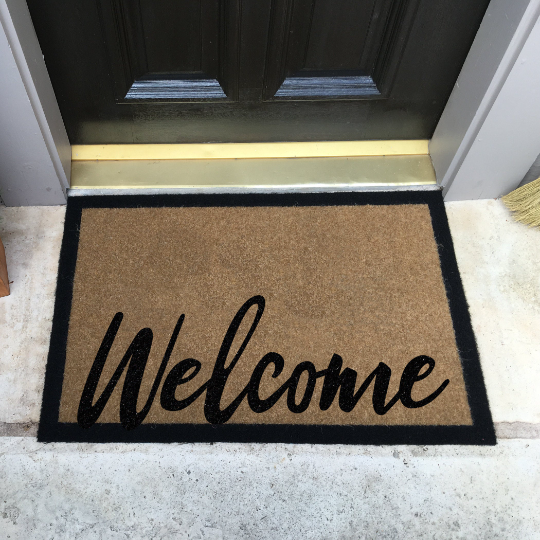 Infinity Custom Mats™ All-Weather Door Mat - STYLE: WELCOME  COLOR: TAN - rugsthatfit.com