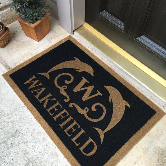 Infinity Custom Mats™ All-Weather Personalized Door Mat - STYLE: WAKEFIELD  COLOR: BLACK - rugsthatfit.com