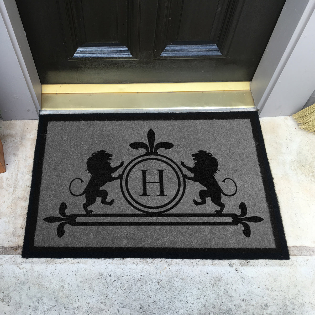 Infinity Custom Mats™ All-Weather Personalized Door Mat - STYLE: LIONS  COLOR: GREY