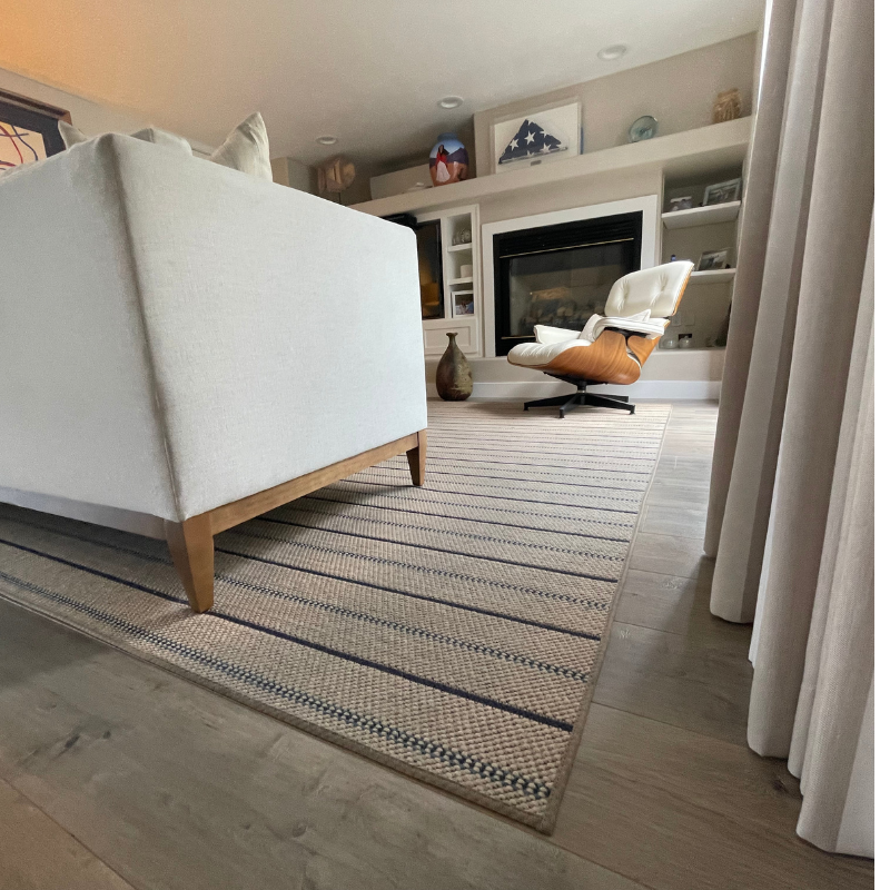 Cream wool rug with stripes