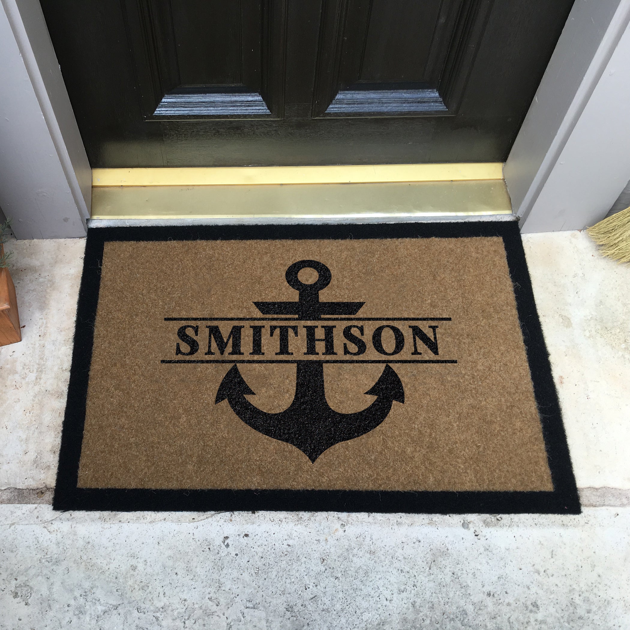 Infinity Custom Mats™ All-Weather Personalized Door Mat - STYLE: ANCHOR COLOR: TAN - rugsthatfit.com