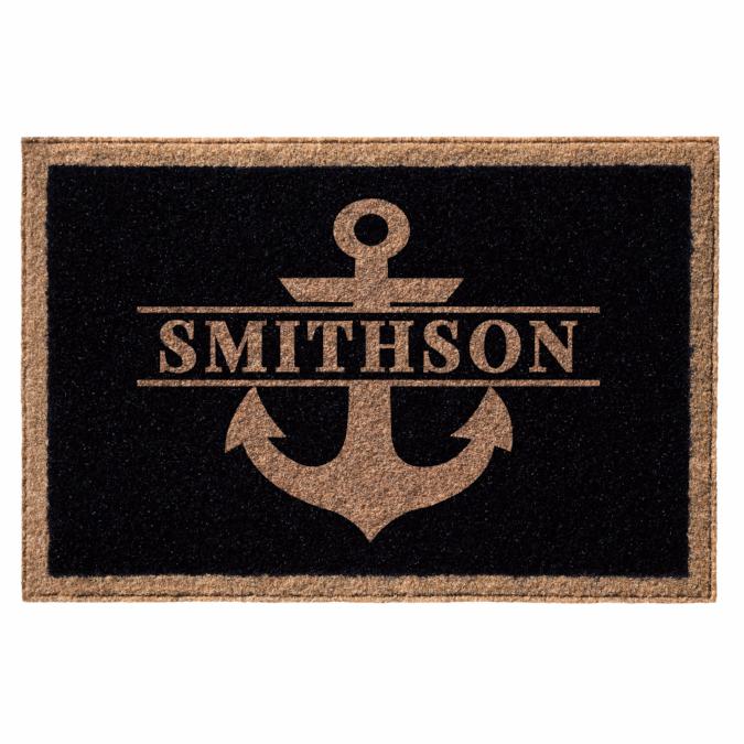 Infinity Custom Mats™ All-Weather Personalized Door Mat - STYLE: ANCHOR COLOR: BLACK - rugsthatfit.com