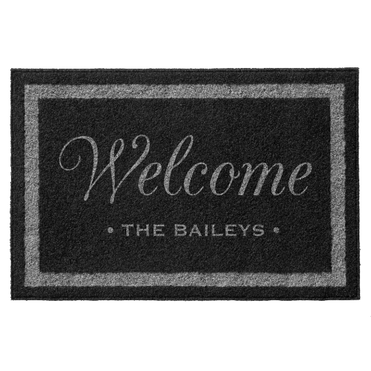 Infinity Custom Mats™ All-Weather Personalized Door Mat - STYLE: WELCOME BAILEYS  COLOR : BLACK / GREY - rugsthatfit.com