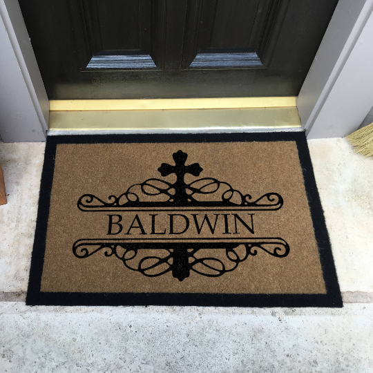 Infinity Custom Mats™ All-Weather Personalized Door Mat - STYLE: BALDWIN  COLOR : TAN - rugsthatfit.com