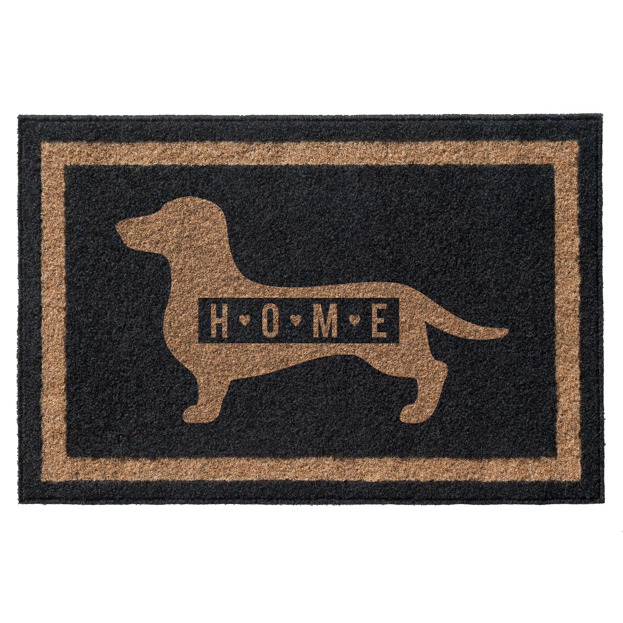 Infinity Custom Mats™ All-Weather HOME Door Mat - STYLE: DACHSHUND HOME COLOR:BLACK - rugsthatfit.com