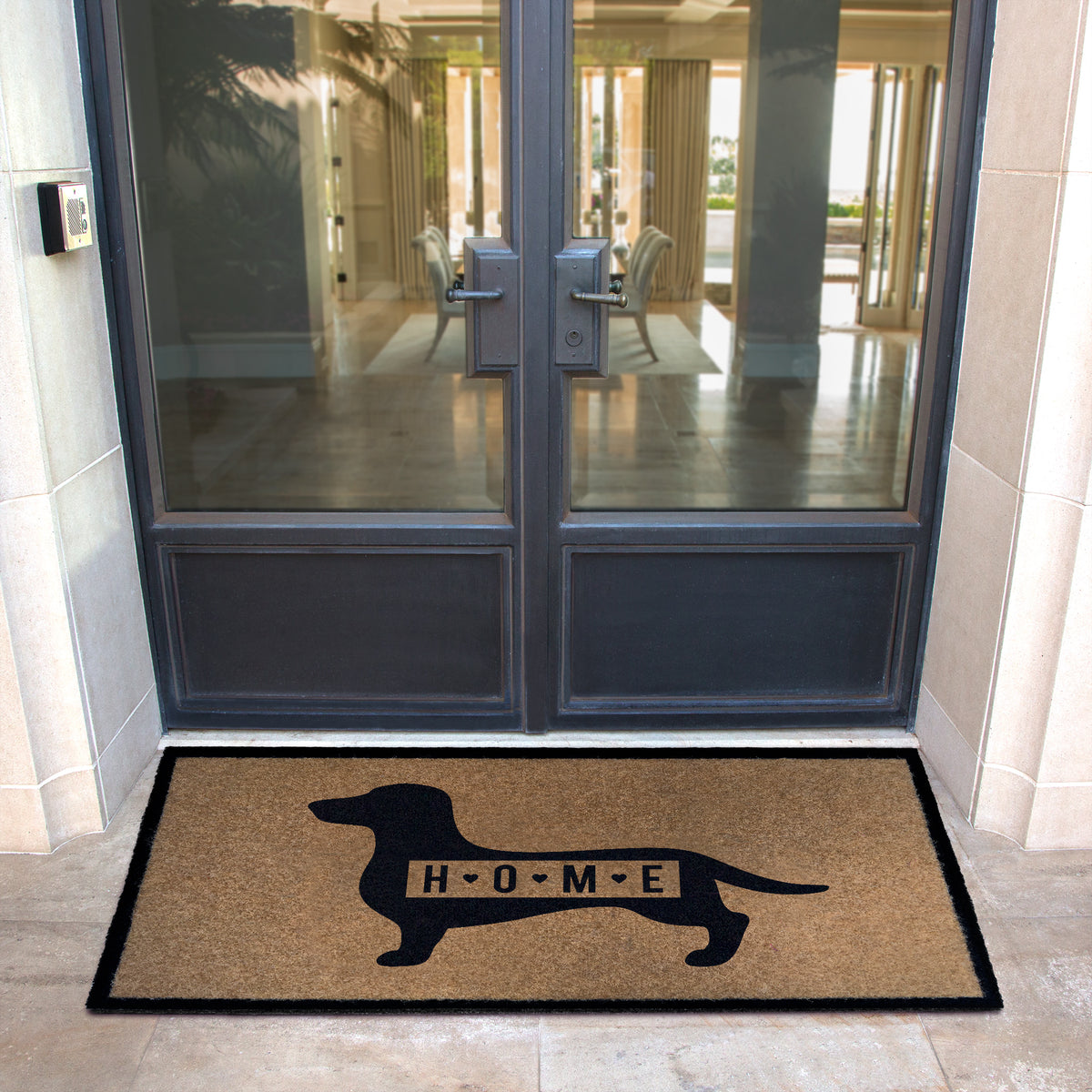 Infinity Custom Mats™ All-Weather HOME Door Mat - STYLE: DACHSHUND HOME COLOR:TAN - rugsthatfit.com