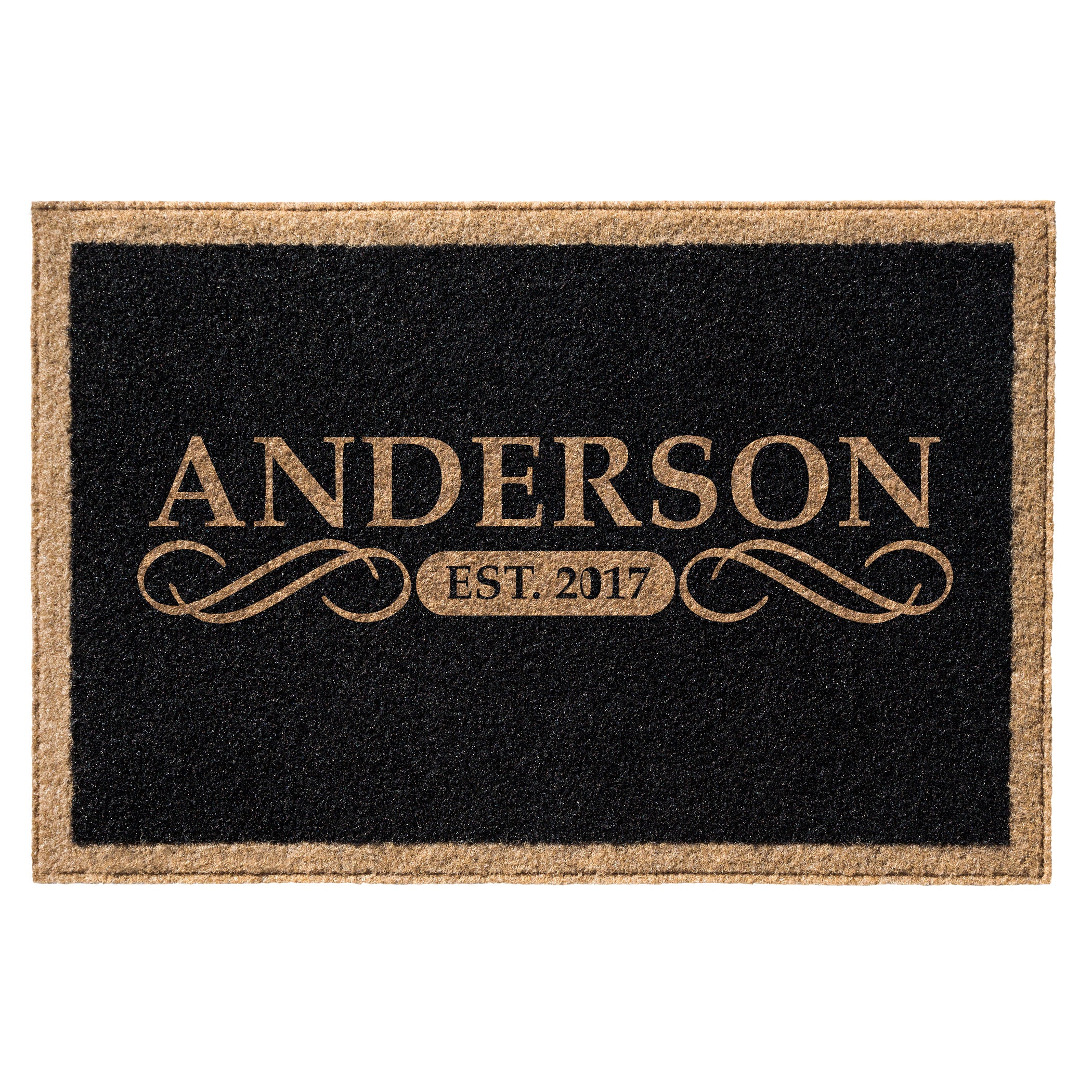 Infinity Custom Mats™ All-Weather Personalized Door Mat - STYLE: ANDERSON COLOR: BLACK - rugsthatfit.com