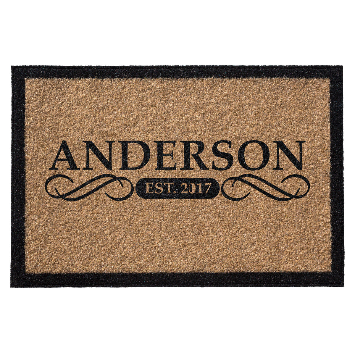 Infinity Custom Mats™ All-Weather Personalized Door Mat - STYLE: ANDERSON COLOR:TAN - rugsthatfit.com