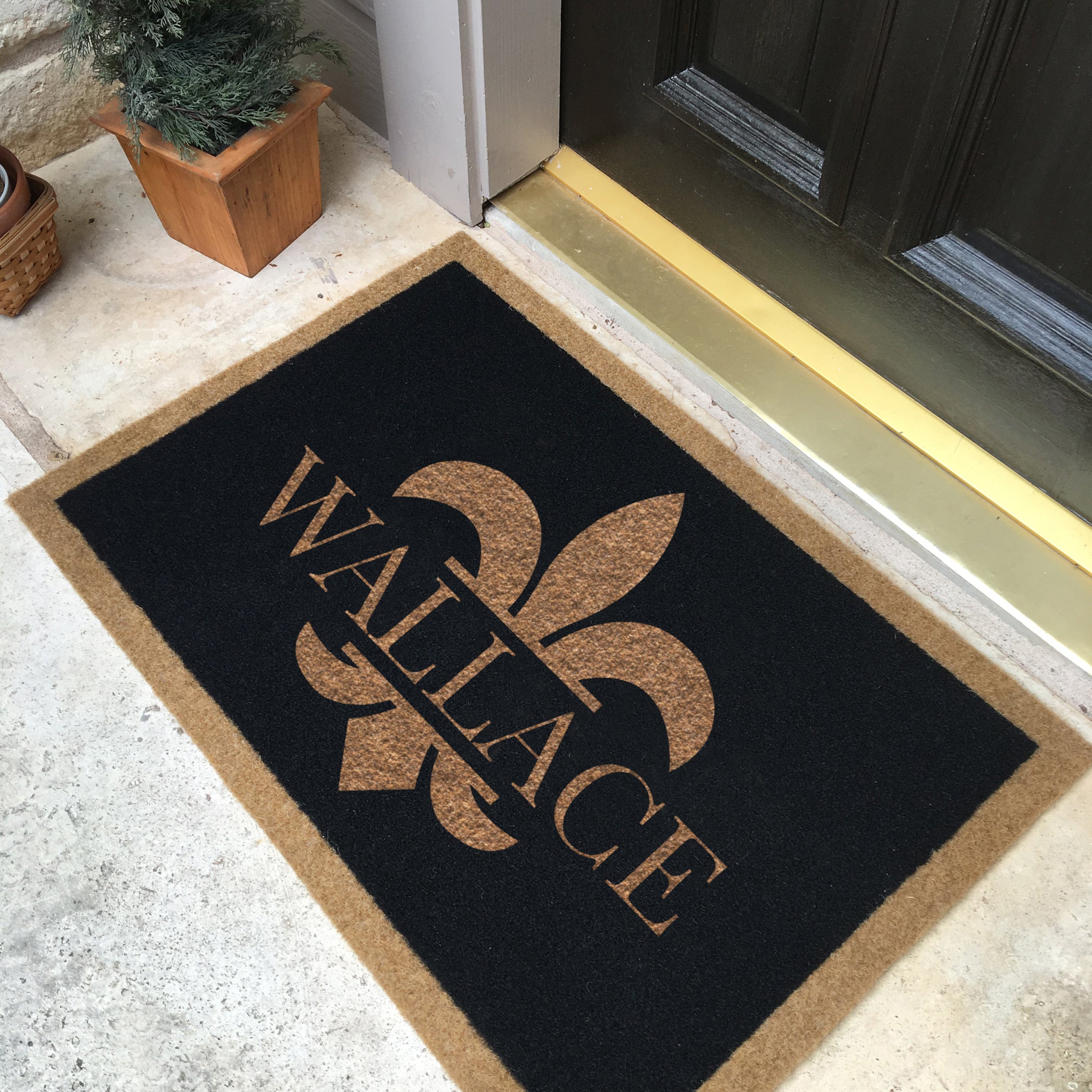Infinity Custom Mats™ All-Weather Personalized Door Mat - STYLE: FLUER DE LIS COLOR:BLACK - rugsthatfit.com