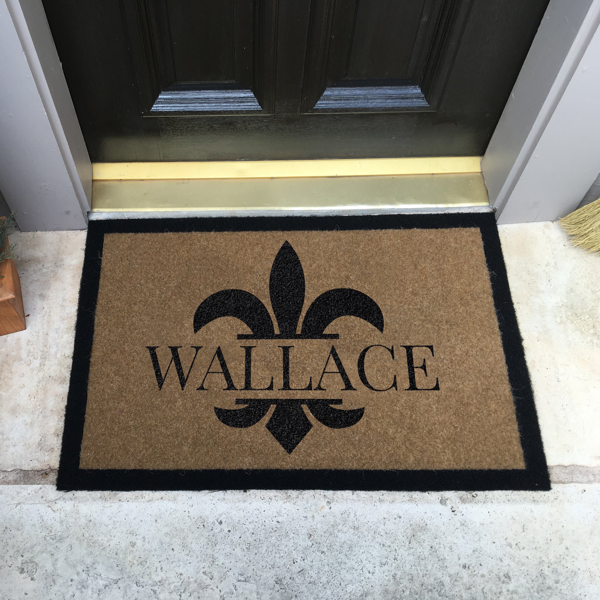 Infinity Custom Mats™ All-Weather Personalized Door Mat - STYLE: FLUER DE LIS COLOR:TAN - rugsthatfit.com