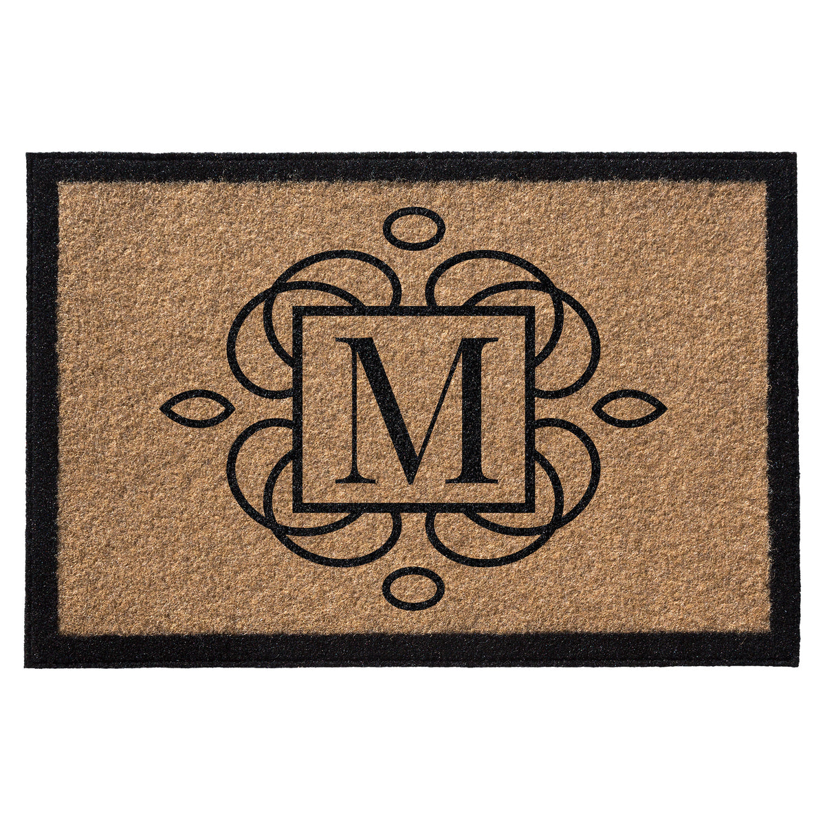 Infinity Custom Mats™ All-Weather Personalized Door Mat - STYLE: Floral Monogram COLOR: TAN - rugsthatfit.com