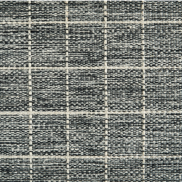  Medium Grey Rug with Off white Stitched Squares