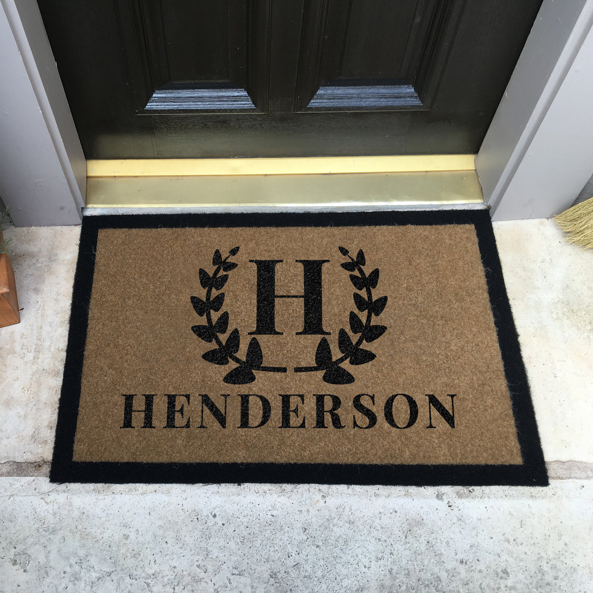 Infinity Custom Mats™ All-Weather Personalized Door Mat - STYLE: WREATH COLOR:TAN - rugsthatfit.com