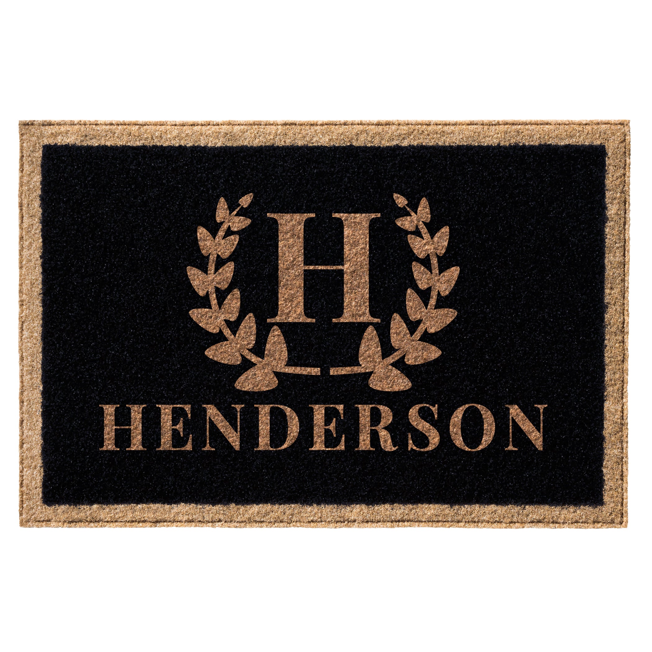 Infinity Custom Mats™ All-Weather Personalized Door Mat - STYLE: WREATH COLOR:BLACK - rugsthatfit.com