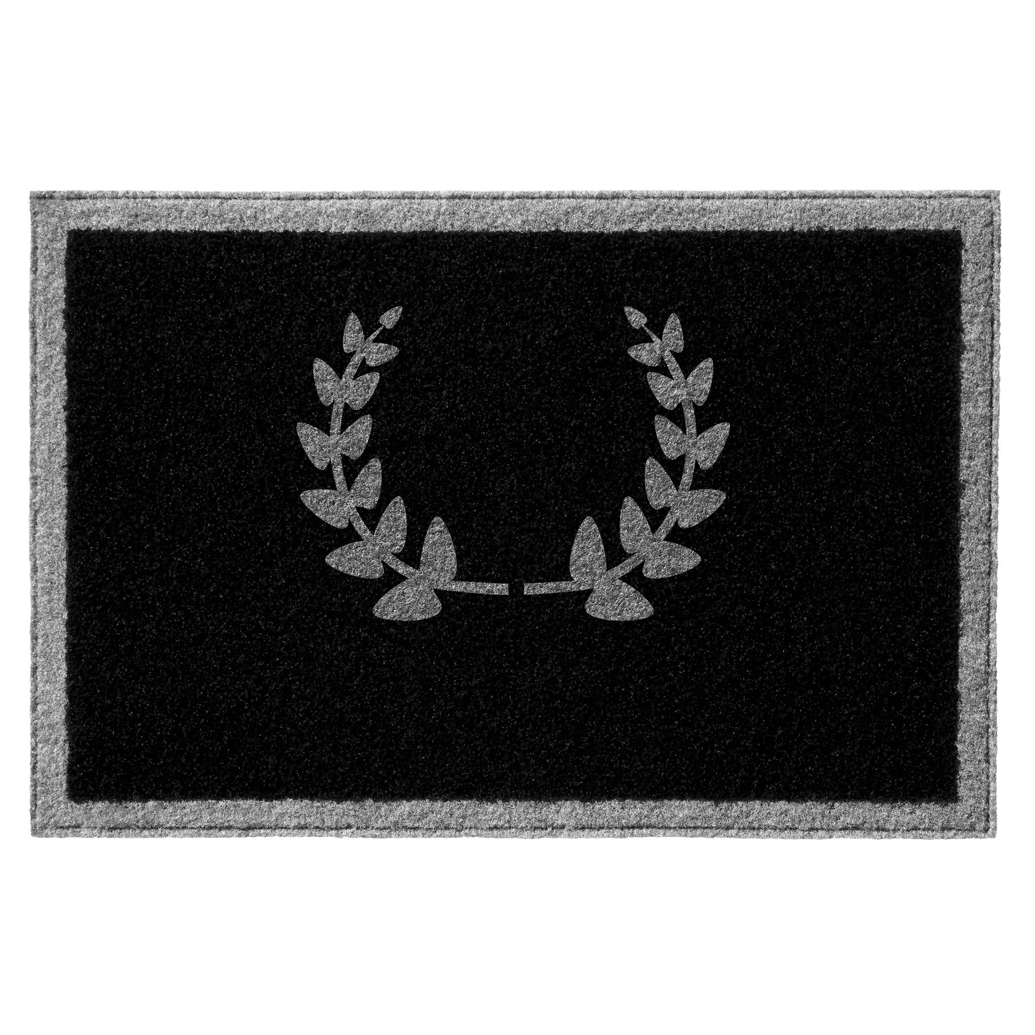Infinity Custom Mats™ All-Weather Personalized Door Mat - STYLE: WREATH COLOR: BLACK / GREY - rugsthatfit.com
