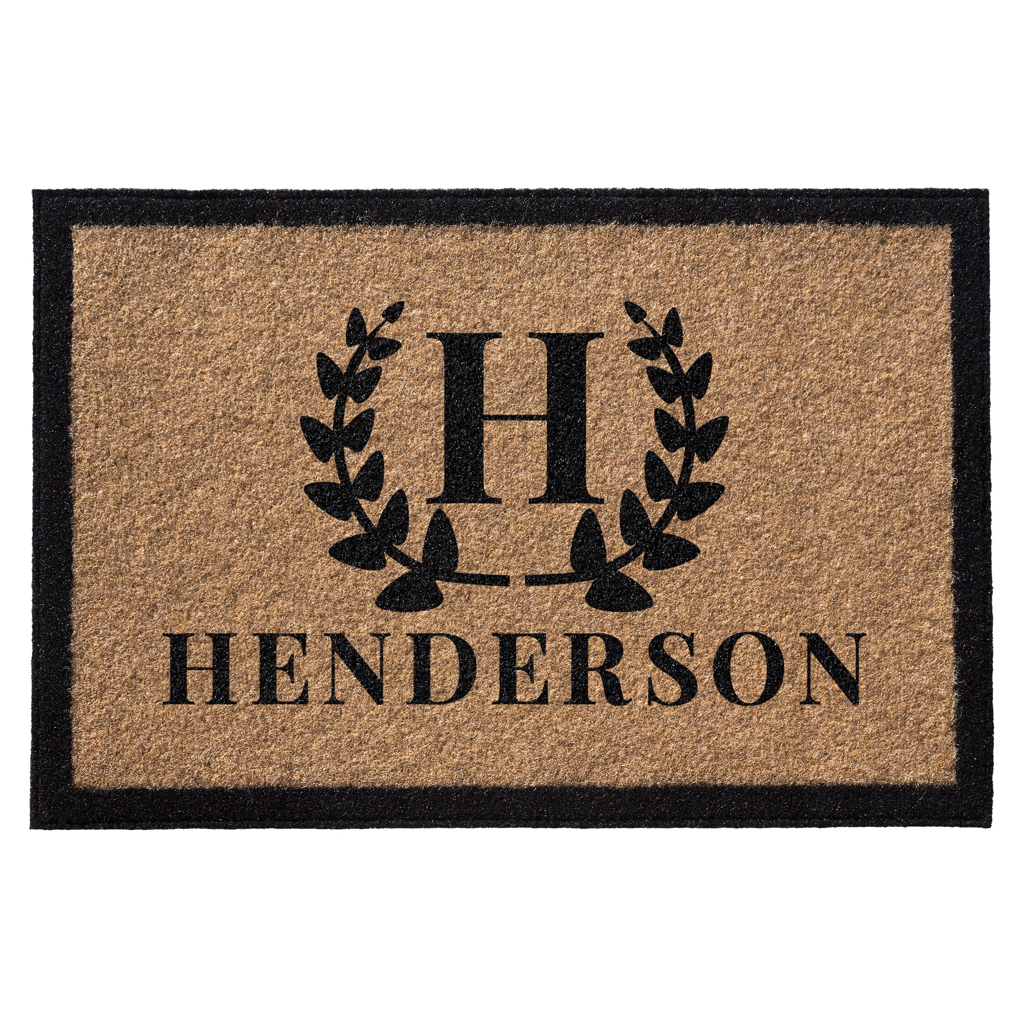 Infinity Custom Mats™ All-Weather Personalized Door Mat - STYLE: WREATH COLOR:TAN - rugsthatfit.com