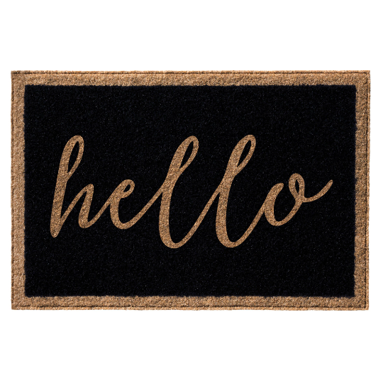 Infinity Custom Mats™ All-Weather Door Mat - STYLE: HELLO COLOR: BLACK - rugsthatfit.com