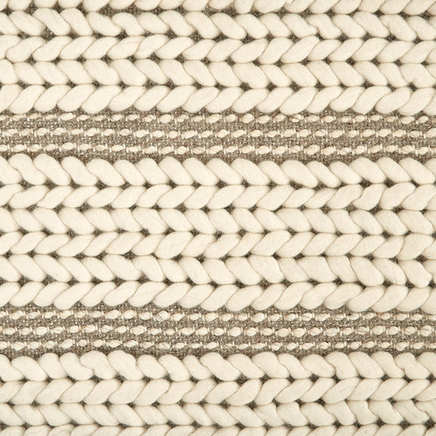 Cream braided rug with taupe strip