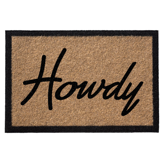 Infinity Custom Mats™ All-Weather Door Mat - STYLE: HOWDY   COLOR: TAN - rugsthatfit.com