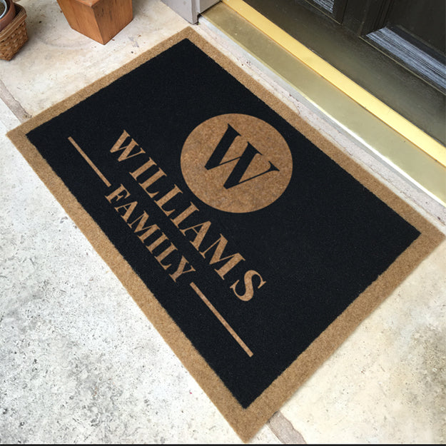 Infinity Custom Mats™ All-Weather Personalized Doormat - STYLE: CIRCLE COLOR:BLACK - rugsthatfit.com