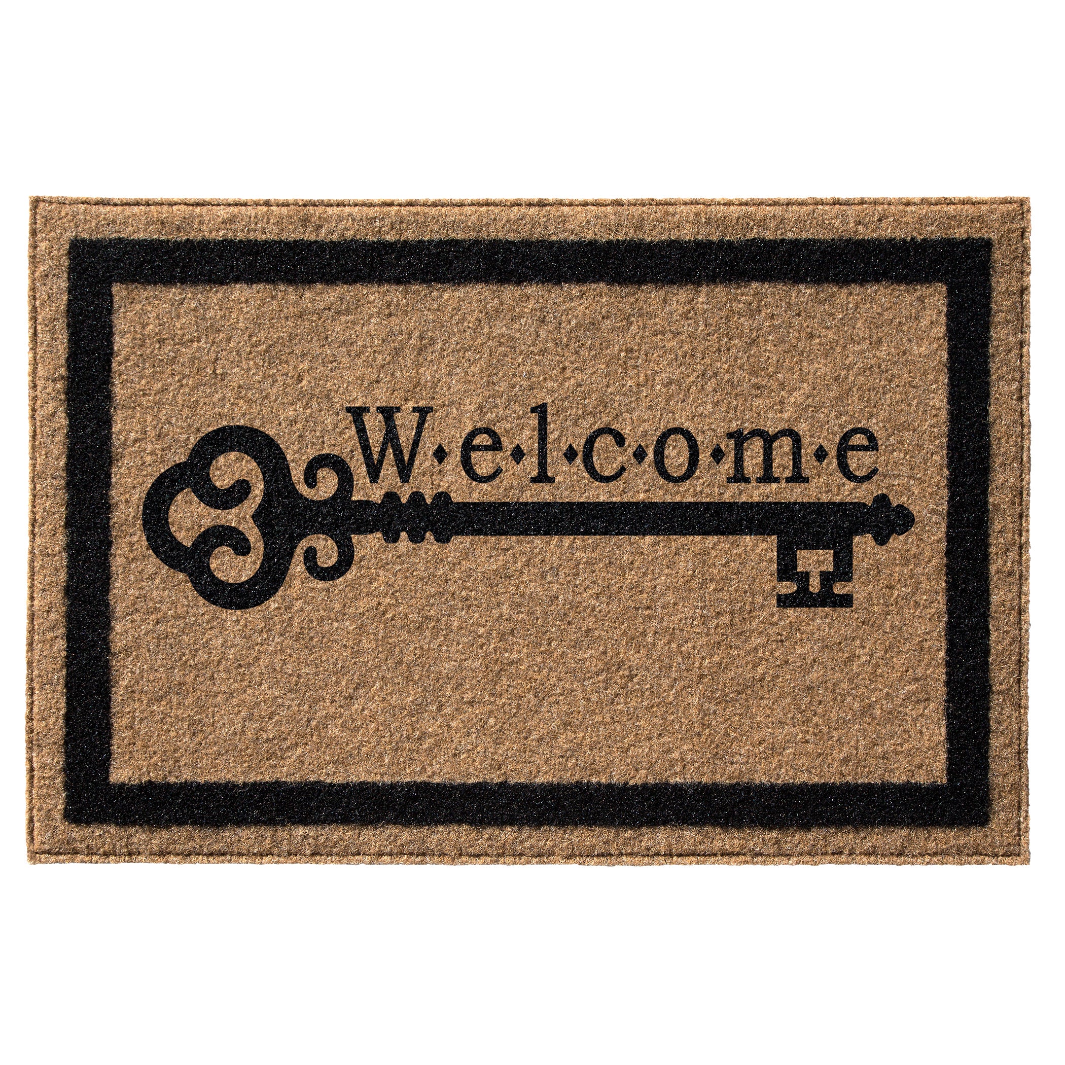 Infinity Custom Mats™ All-Weather Door Mat - STYLE: VINTAGE KEY WELCOME COLOR:TAN - rugsthatfit.com