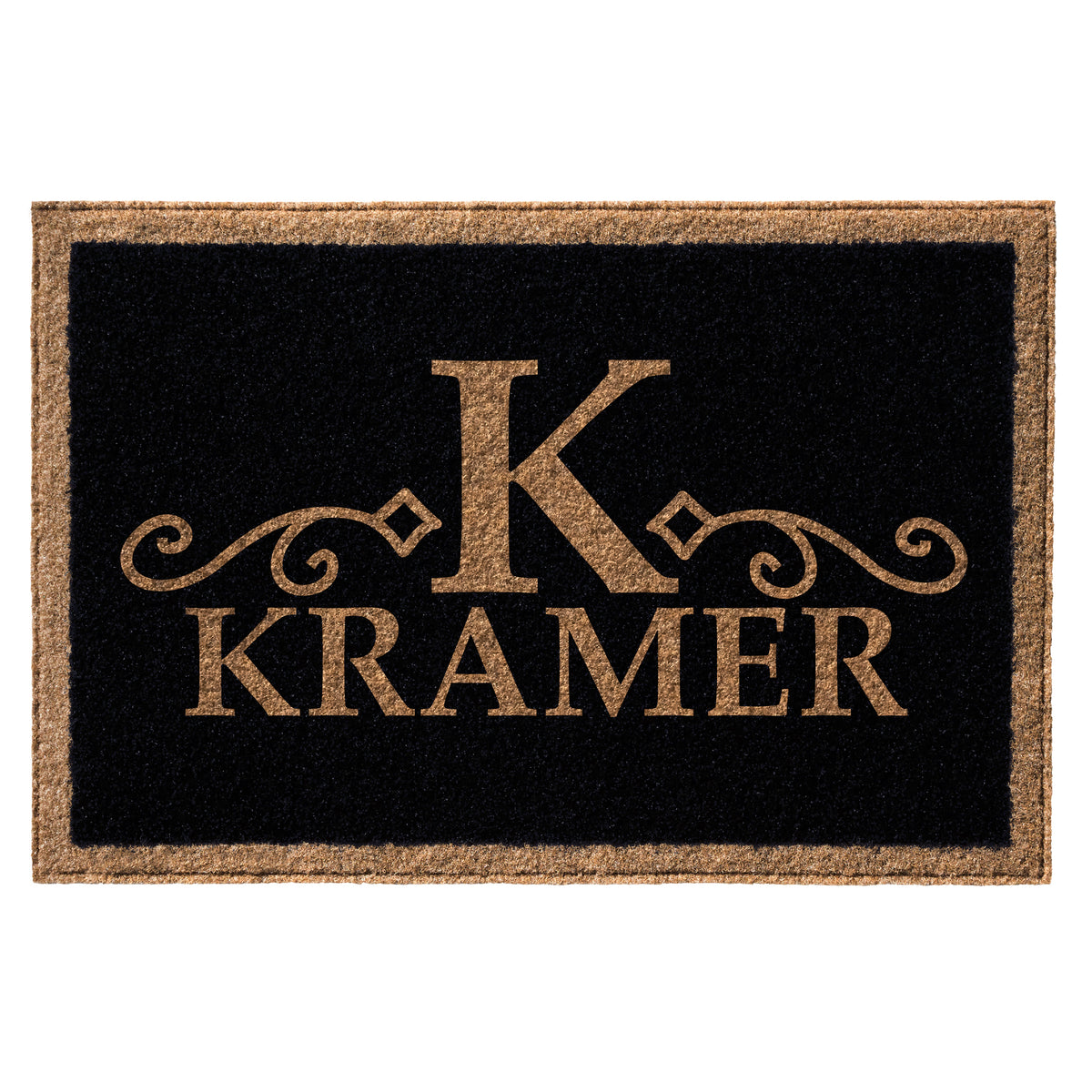 Infinity Custom Mats™ All-Weather Personalized Door Mat - STYLE: KRAMER COLOR: BLACK - rugsthatfit.com