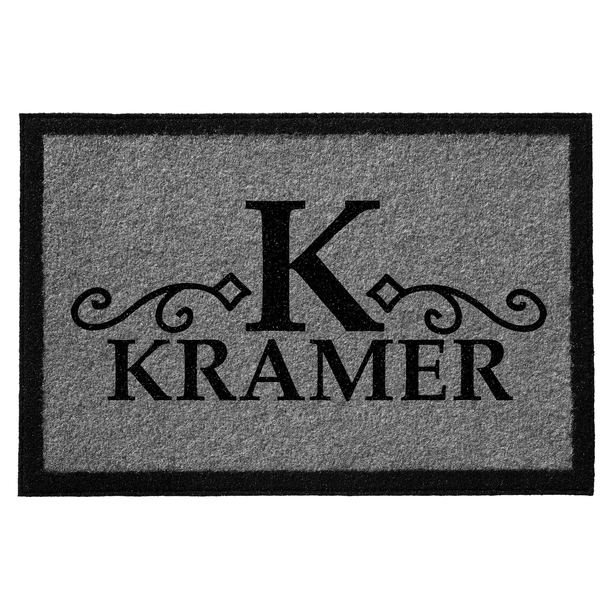 Infinity Custom Mats™ All-Weather Personalized Door Mat - STYLE: KRAMER COLOR:  GREY / BLACK - rugsthatfit.com