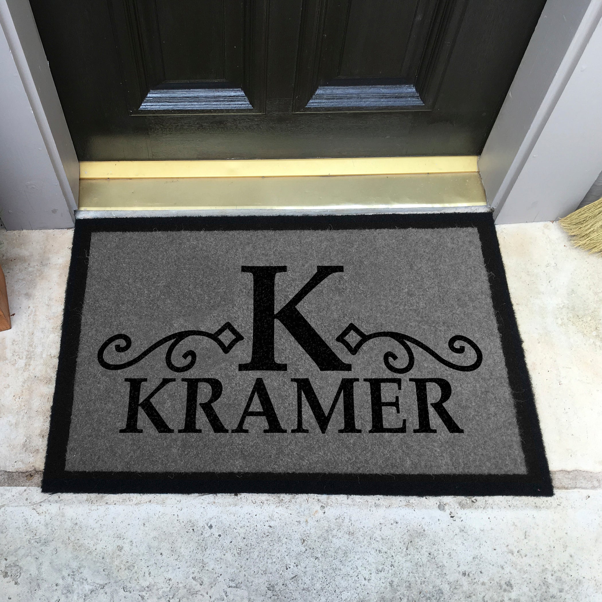 Infinity Custom Mats™ All-Weather Personalized Door Mat - STYLE: KRAMER COLOR:  GREY / BLACK - rugsthatfit.com