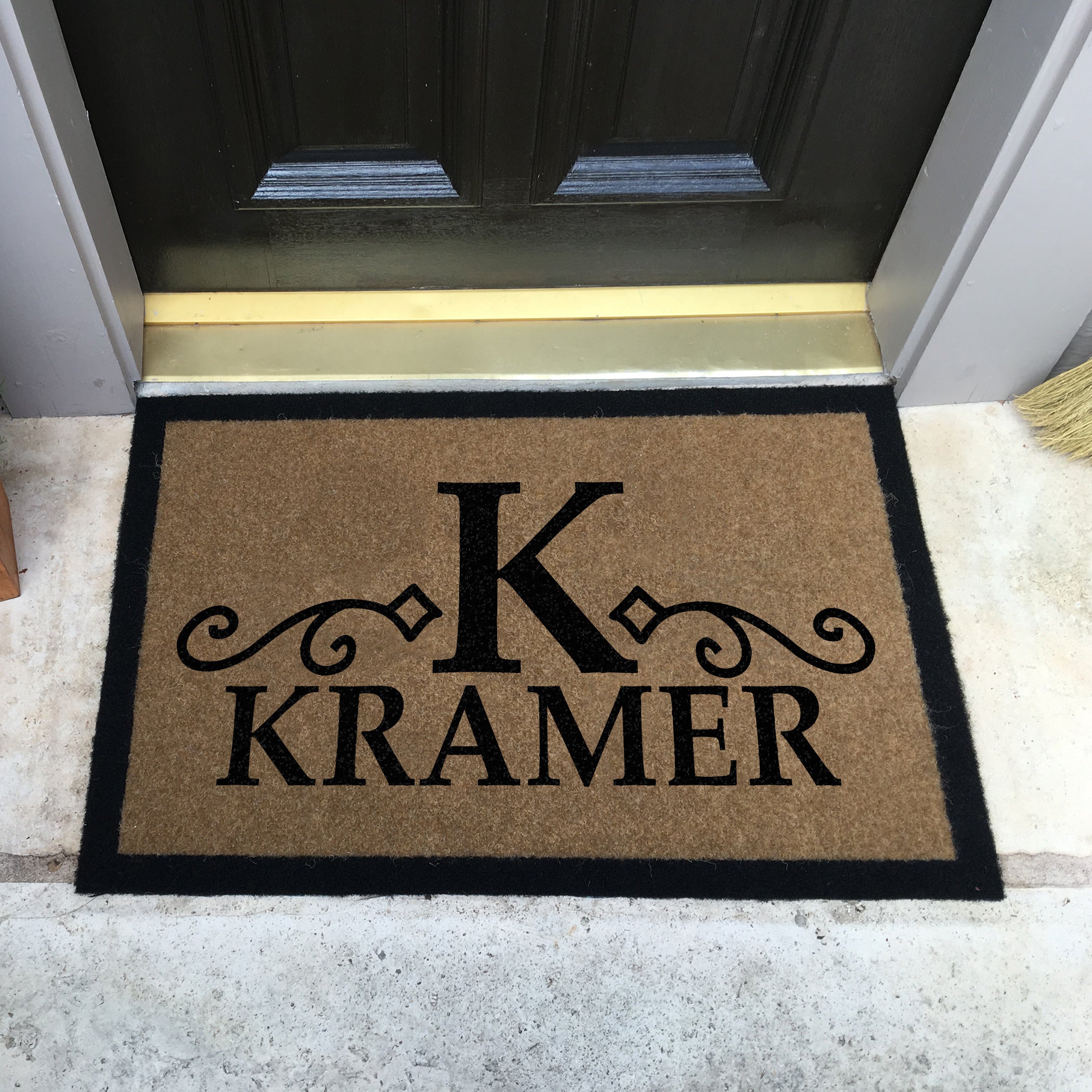 Infinity Custom Mats™ All-Weather Personalized Door Mat - STYLE: KRAMER COLOR: TAN - rugsthatfit.com