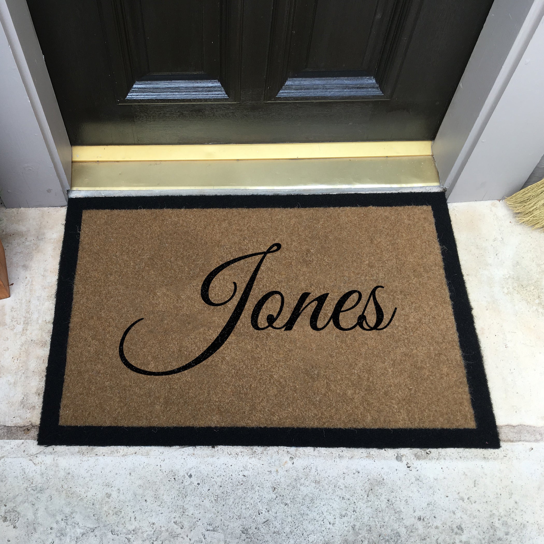 Infinity Custom Mats™ All-Weather Personalized Door Mat - STYLE: SINGLE FAMILY NAME COLOR:TAN - rugsthatfit.com