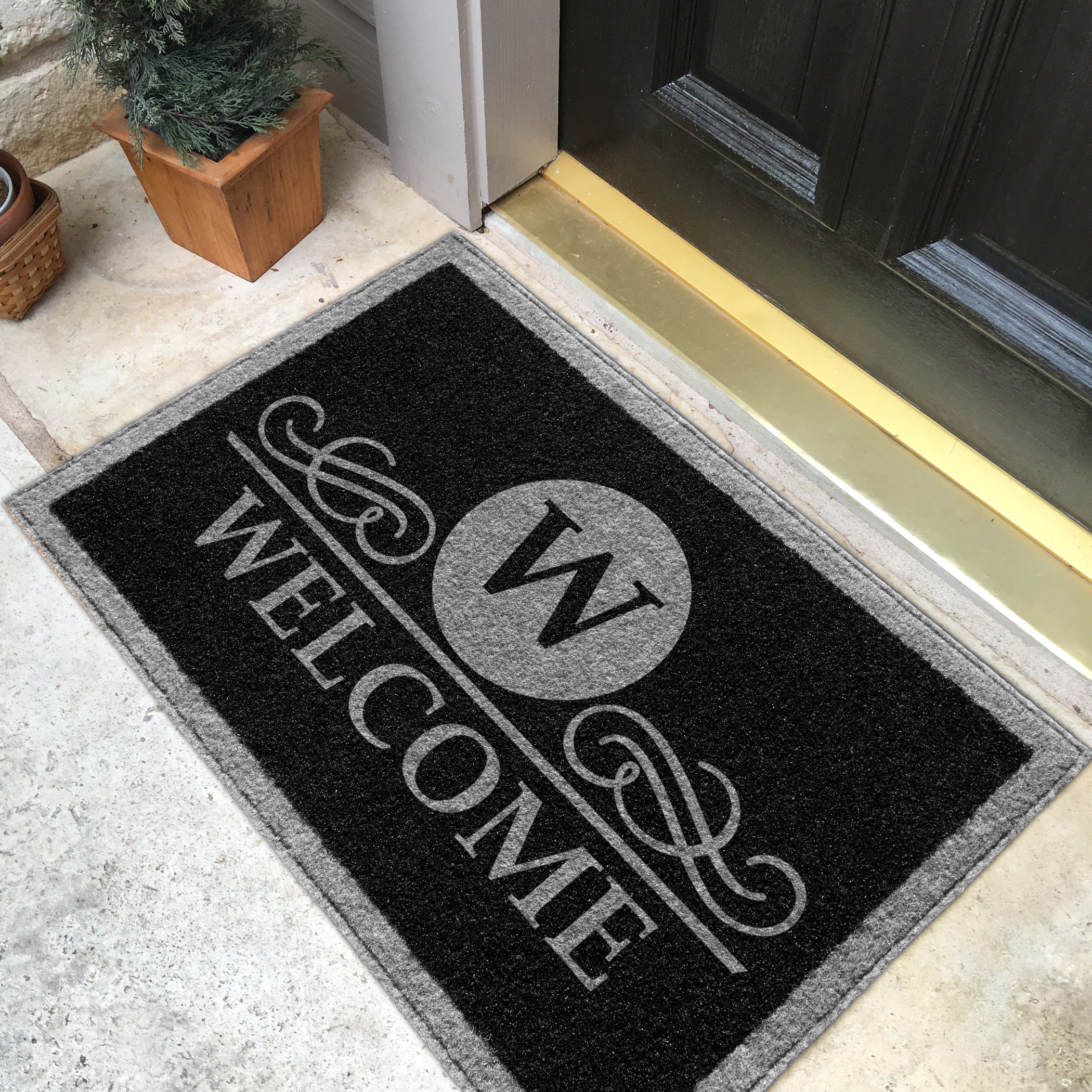 Anti Slip Custom Printed Welcome Logo Door Mat Outdoor Floor
