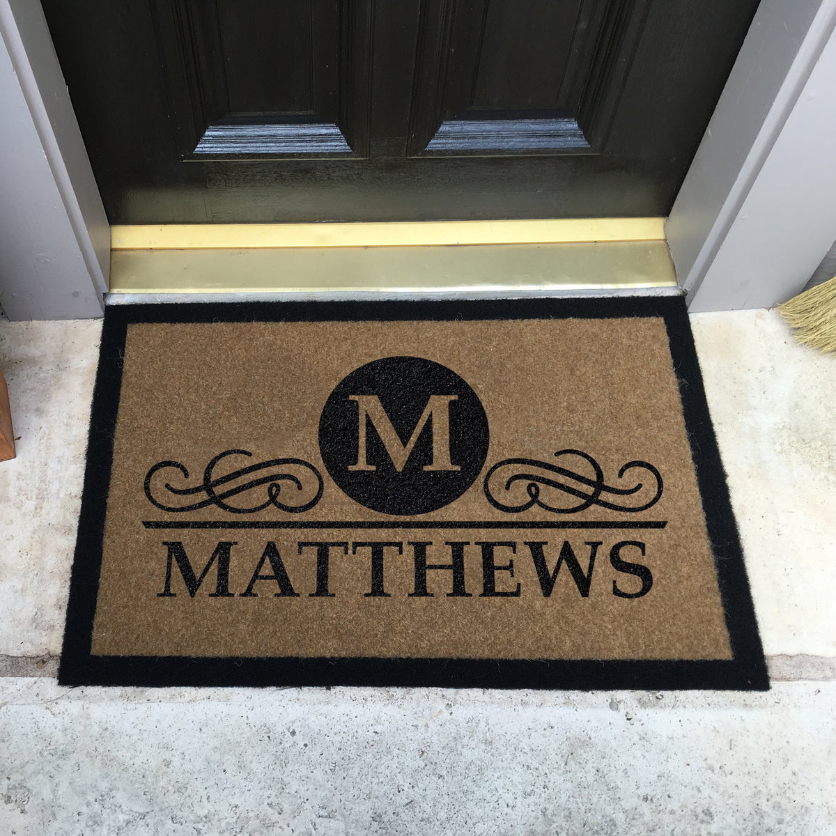 Infinity Custom Mats™ All-Weather Personalized Door Mat -.STYLE: MATTHEWS COLOR:TAN - rugsthatfit.com