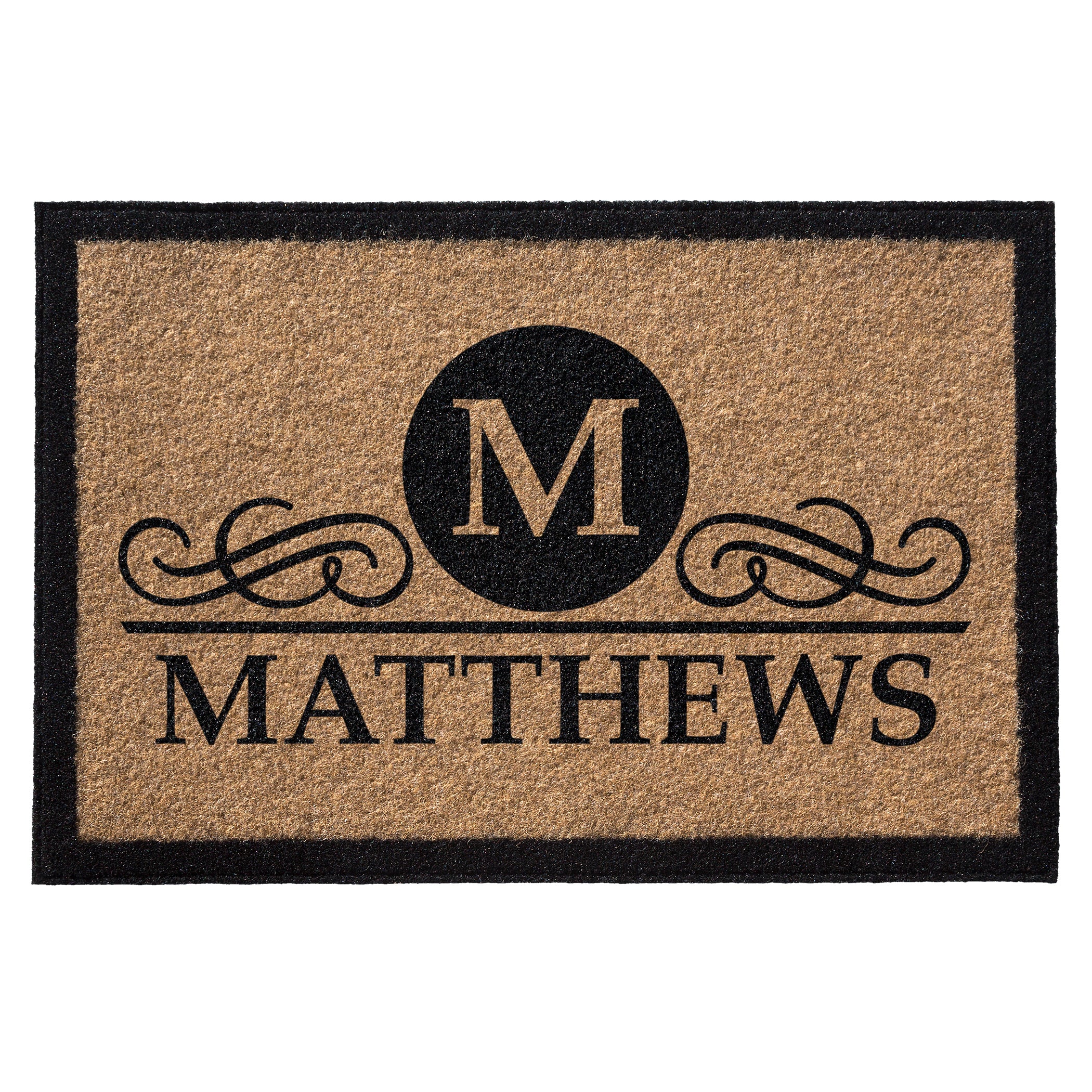 Infinity Custom Mats™ All-Weather Personalized Door Mat -.STYLE: MATTHEWS COLOR:TAN - rugsthatfit.com