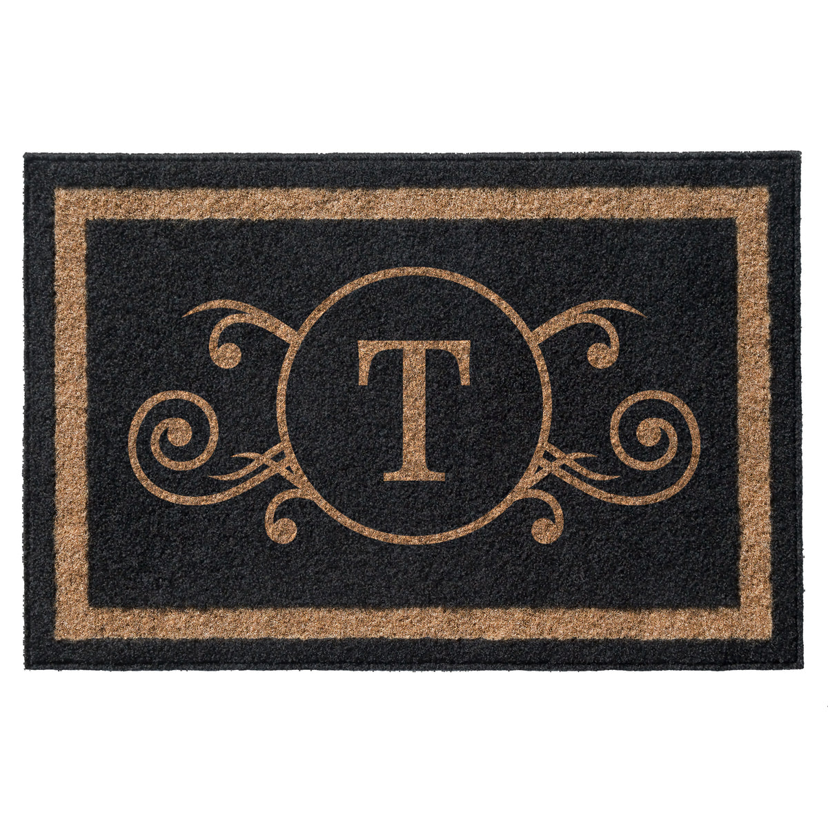 Infinity Custom Mats™ All-Weather Personalized Door Mat - STYLE: MONOGRAM SCROLL COLOR:BLACK - rugsthatfit.com